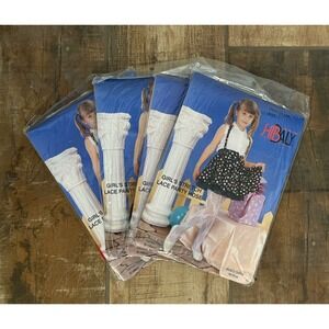 Vintage Hibaly Girl's Lace Tights Pantyhose Large‎ Lot Of 4 Red White Black Pink